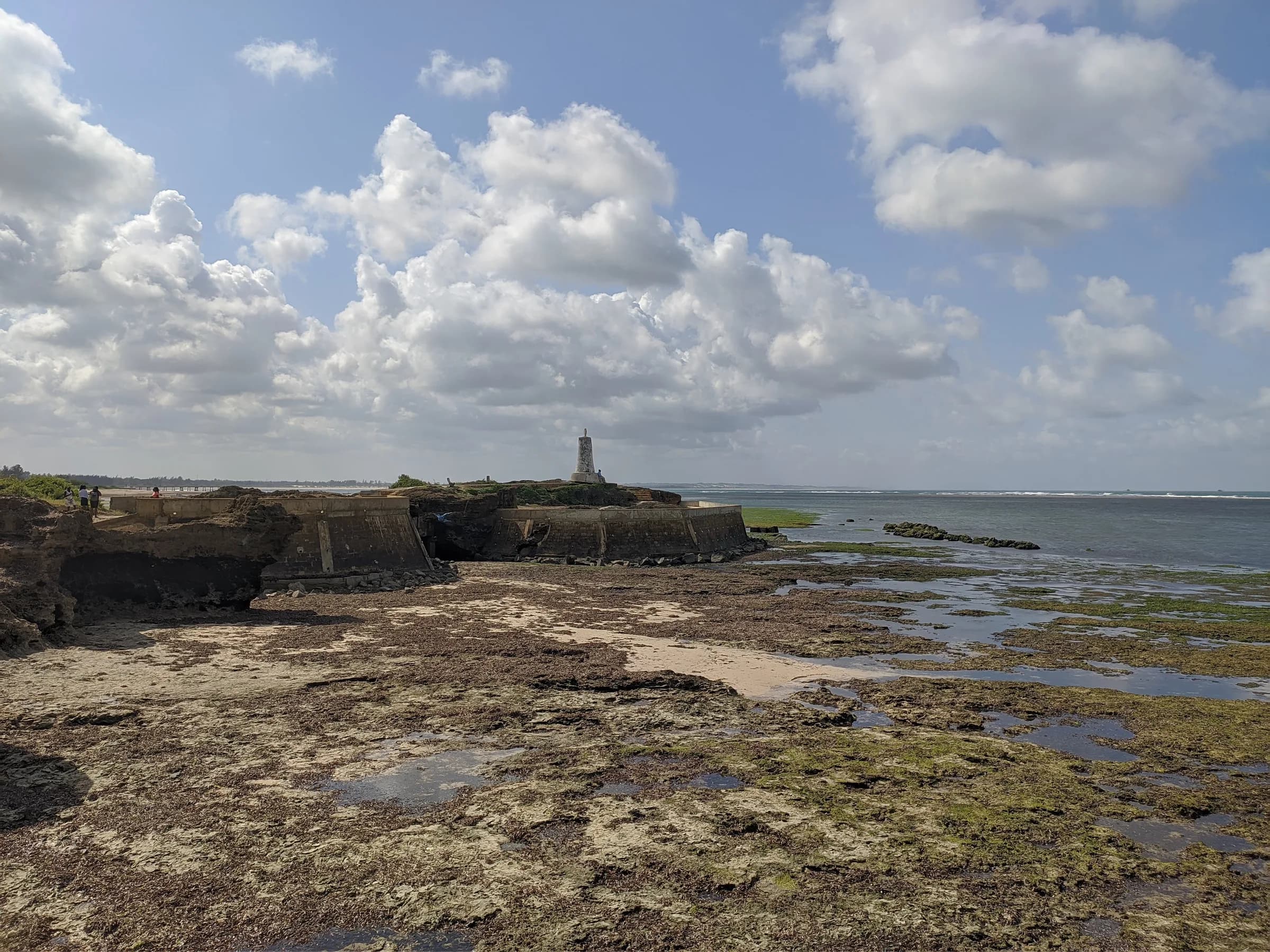 Vasco da Gama Pillar on the rocky shoreline of Malindi