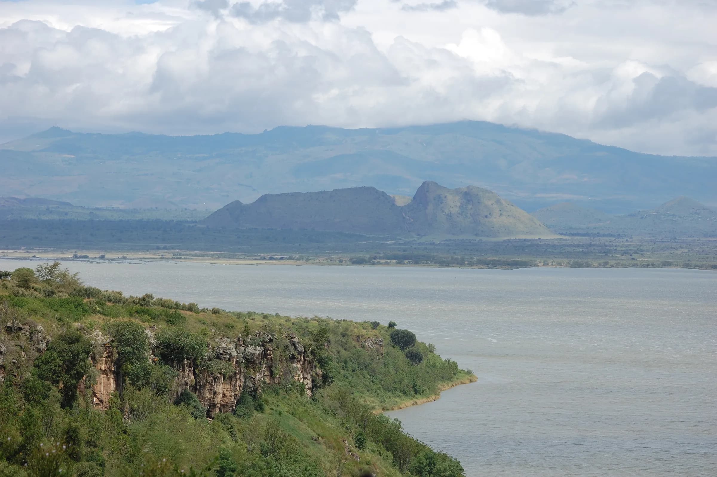 Sleeping Warrior hill reflected in Lake Elementaita